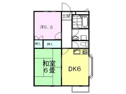 ＪＲ東海道本線 焼津駅 徒歩22分 2階建 築32年(2DK/2階)の間取り写真