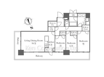 ドレッセタワー新綱島(3SLDK/29階)の間取り写真