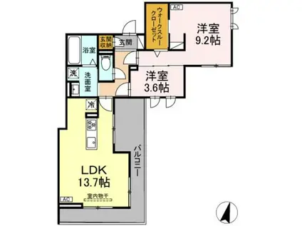 DIOSPERSIMMON長泉 I棟(2LDK/2階)の間取り写真