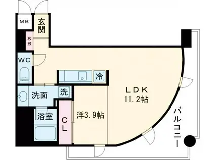 インペリアル新神戸(1LDK/2階)の間取り写真