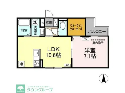 セレスティア大谷田II(1LDK/2階)の間取り写真