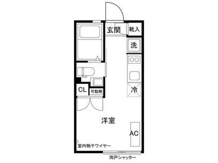 グランエッグス東中野S(ワンルーム/1階)の間取り写真