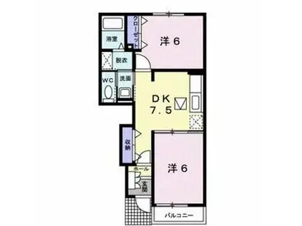 プリンセスガーデンII(2DK/1階)の間取り写真