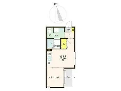 GREEN ACE IIB(1DK/3階)の間取り写真