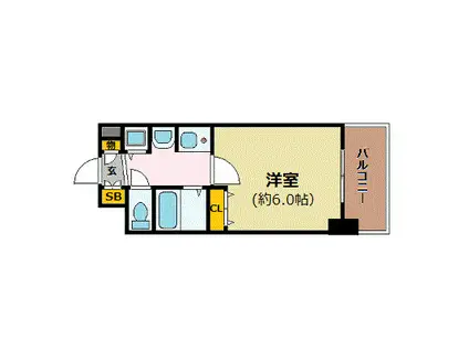 プレサンス桜通アベニュー(1K/6階)の間取り写真