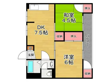 塚本マンション(2DK/2階)の間取り写真