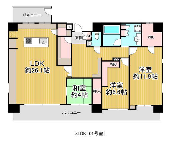 セイワパレス玉造(3LDK/9階)の間取り写真