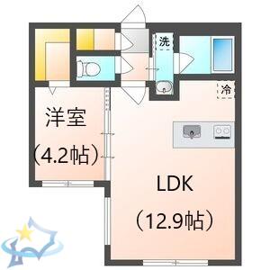 カレラ学園前(1LDK/1階)の間取り写真