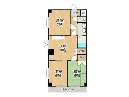 アーネットスタシオン大阪狭山(3DK/2階)の間取り写真