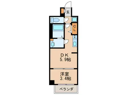 プレサンスジェネ新栄町駅前 葵(1DK/2階)の間取り写真