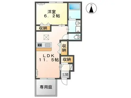 ヴィクトワール(1LDK/1階)の間取り写真