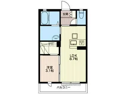 エクラージュ柳橋(1LDK/1階)の間取り写真