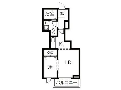 メリディアン多賀城笠神壱番館(1LDK/2階)の間取り写真