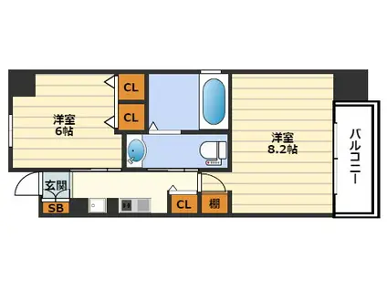 エステムプラザ梅田・中崎町IIIツインマークスサウスレジデンス(2K/8階)の間取り写真