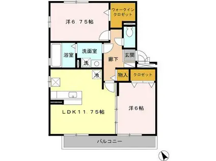 リビングタウン阿倉川B(2LDK/1階)の間取り写真