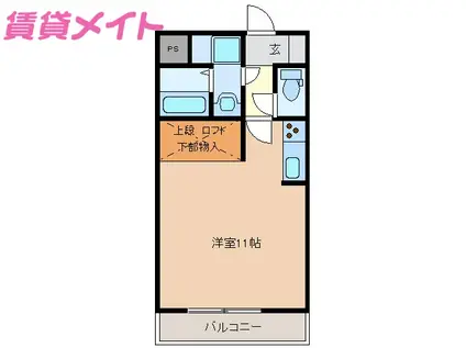 ウッドベルスクエアA棟(ワンルーム/1階)の間取り写真