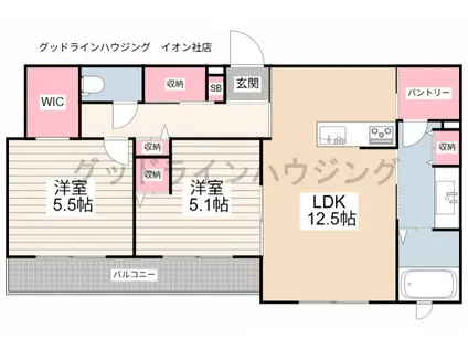 イグレック小野(2LDK/2階)の間取り写真