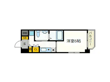 エスリード心斎橋西(1K/10階)の間取り写真