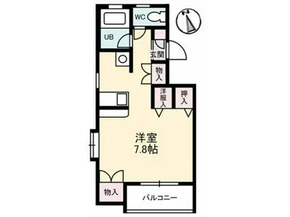 ファイブヒルズ(ワンルーム/2階)の間取り写真