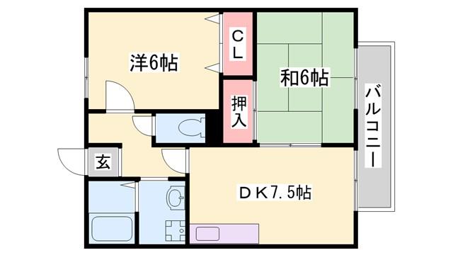 サンモリッツB(2DK/2階)の間取り写真