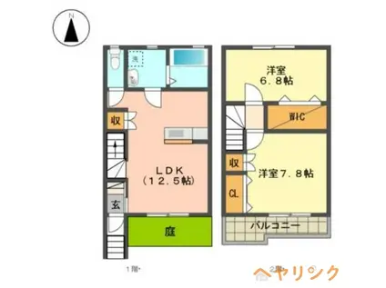 ストリームI(2LDK/1階)の間取り写真