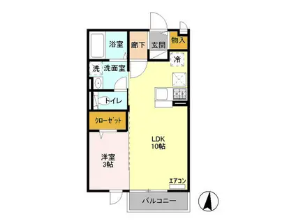 シャルメゾンC(1LDK/1階)の間取り写真