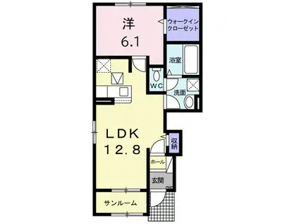 シャルムローズ(1LDK/1階)の間取り写真