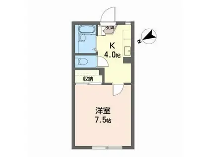 ユーロ・ハイツ名須川B(1K/1階)の間取り写真