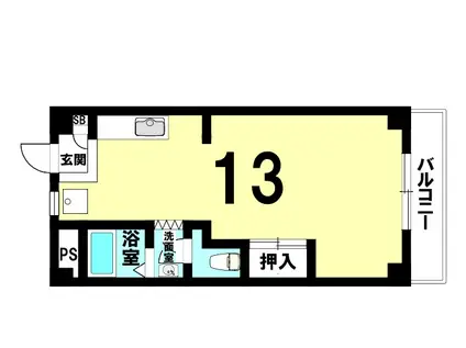 シャロス浅川(ワンルーム/2階)の間取り写真