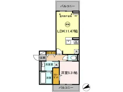 THE TERRACE御井町(1LDK/2階)の間取り写真