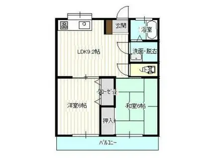 カーディナルA(2LDK/1階)の間取り写真