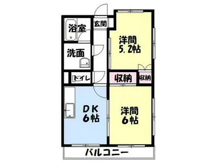ルシェンテ(2DK/3階)の間取り写真