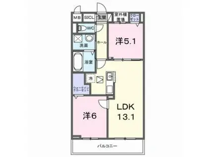 スイート滝ノ水(2LDK/2階)の間取り写真