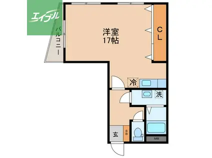 グランドリー山田(ワンルーム/4階)の間取り写真