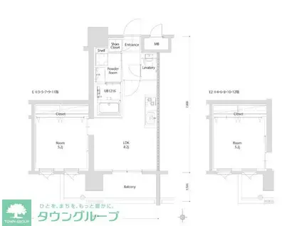 エンクレスト博多PARKSIDE(1LDK/7階)の間取り写真