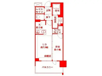 リビオタワー羽沢横浜国大(1LDK/7階)の間取り写真