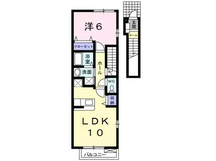 シャルマン・フルールA(1LDK/2階)の間取り写真