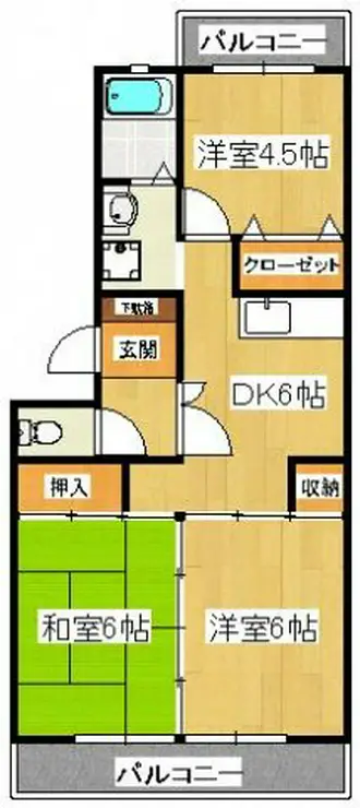 市川グリーンタウン鈴 3階階 間取り