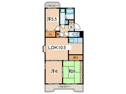 サンハイム神谷(3LDK/1階)の間取り写真