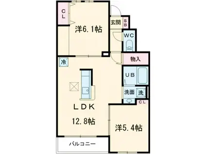 HISTOIRE I(2LDK/1階)の間取り写真