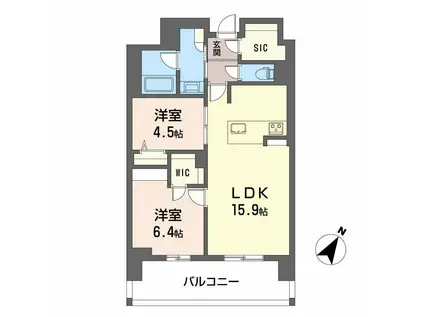 リビエナ グラン 新梅田(2LDK/5階)の間取り写真