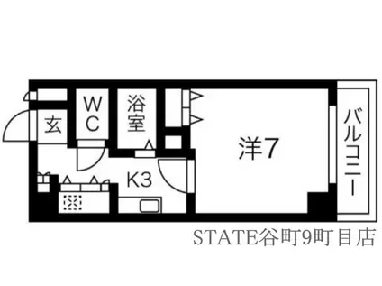 URO上六(1K/7階)の間取り写真