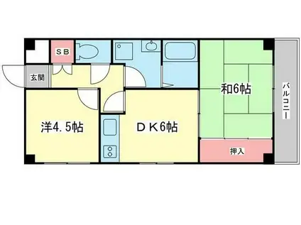 クリスタル西庄(2DK/1階)の間取り写真