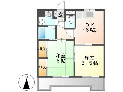 サンデンハイツ金山(2DK/5階)の間取り写真