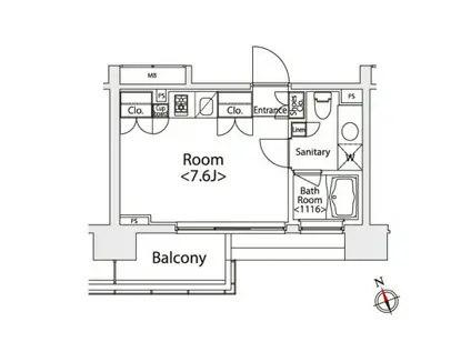 カスタリア戸越(ワンルーム/11階)の間取り写真