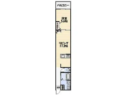 LIKES仁戸名町 A棟(1LDK/3階)の間取り写真