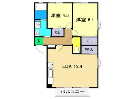 フォーブルネオ(2LDK/2階)の間取り写真