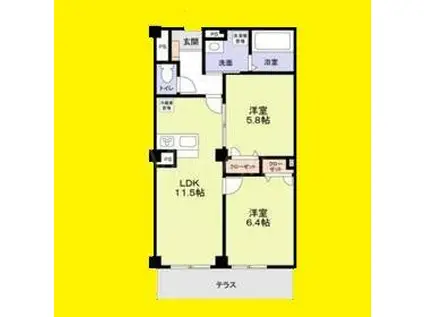 LAPIN湘南(2LDK/1階)の間取り写真