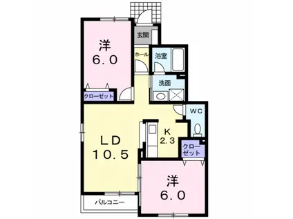 プラージュ・デ・レストII(2LDK/1階)の間取り写真