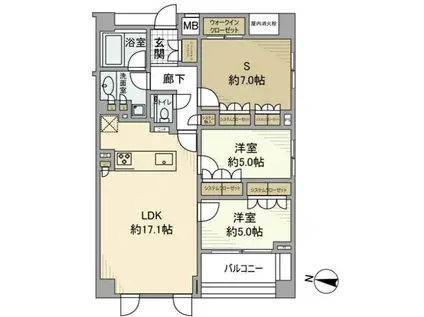 エクセレントシティ自由が丘(2SLDK/2階)の間取り写真